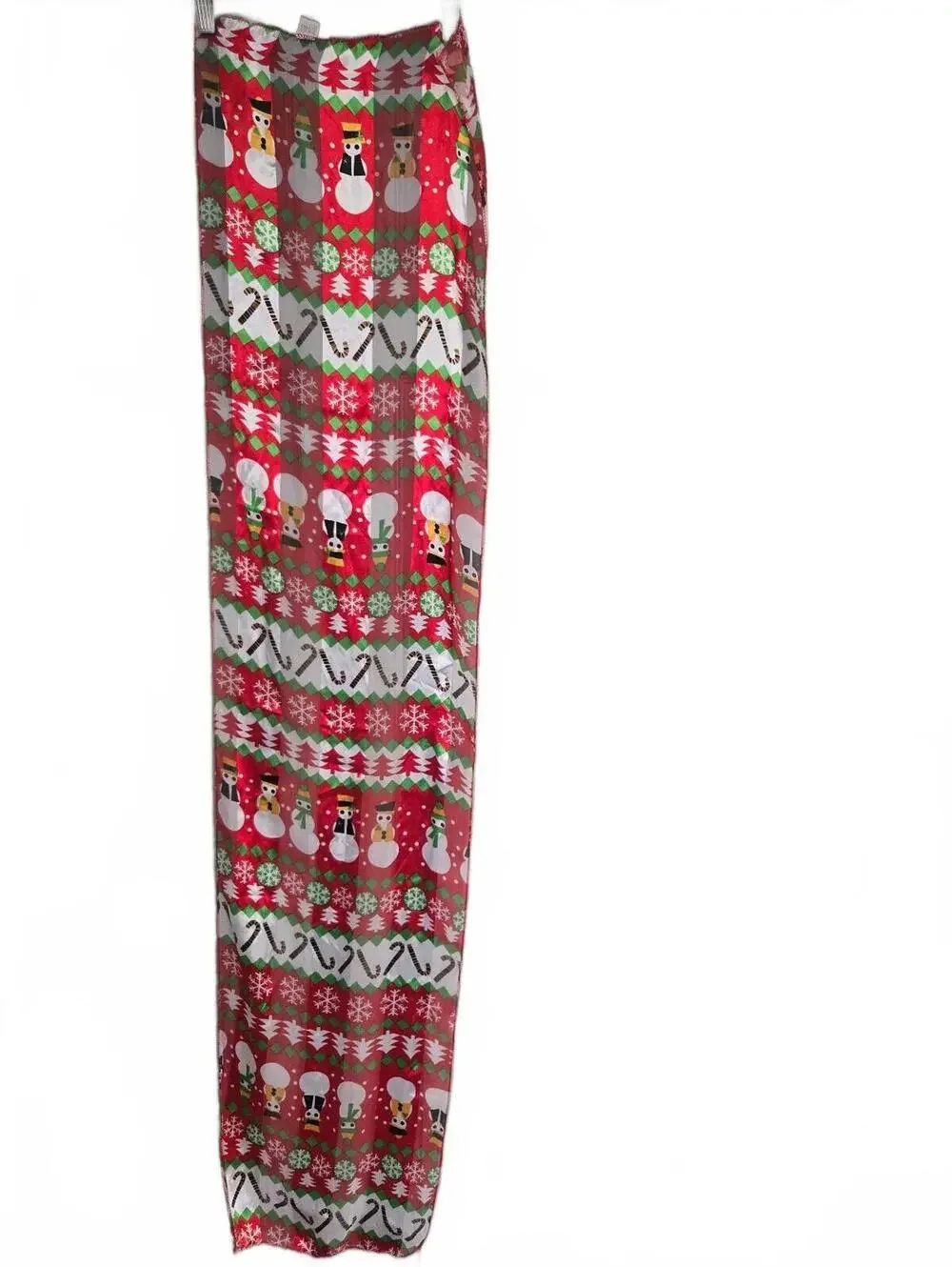 Christmas Themed Polyester Scarf with Snowman and Candy Cane Pattern